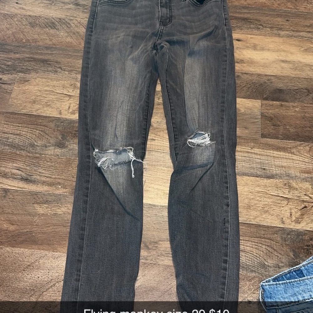 Flying Monkey Ripped Gray Skinny Jeans